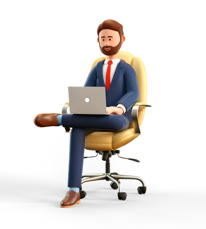 Businessman using laptop  3D Illustration