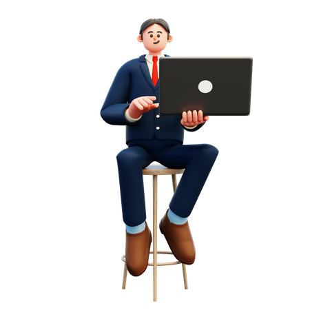 Businessman using laptop  3D Illustration