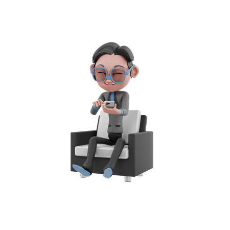 Businessman using mobile  3D Illustration