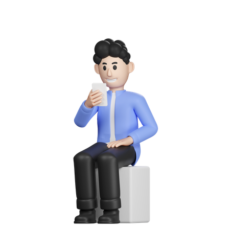 Businessman using mobile  3D Illustration