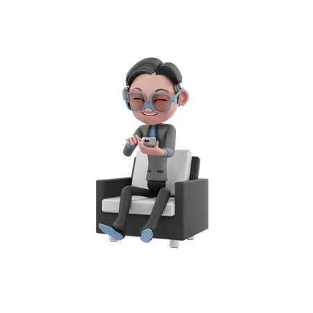 Businessman using mobile 3D Illustration