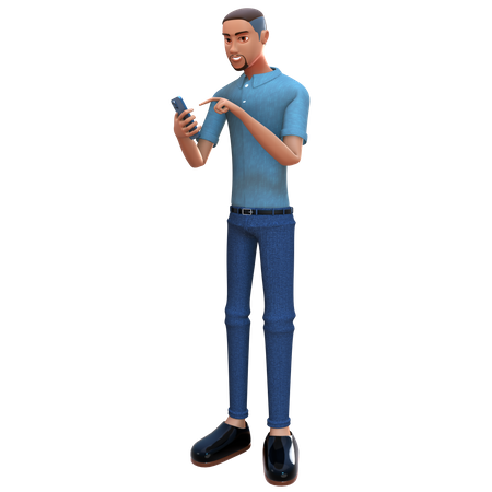 Businessman using mobile and watching in mobile  3D Icon