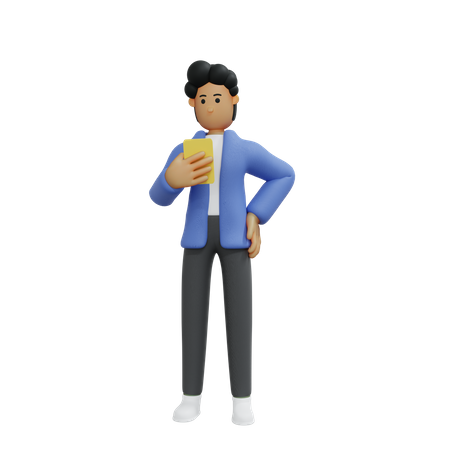 Businessman using phone  3D Icon
