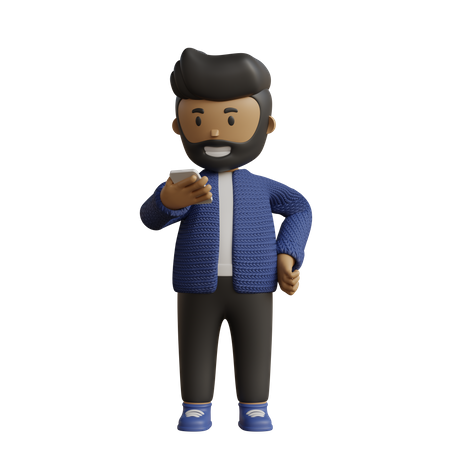 Businessman using phone  3D Illustration