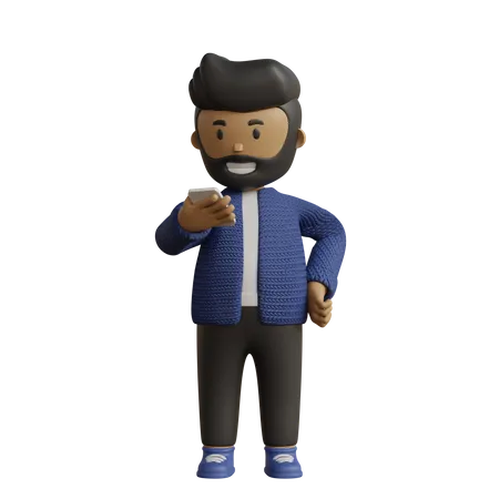 Businessman using phone  3D Illustration