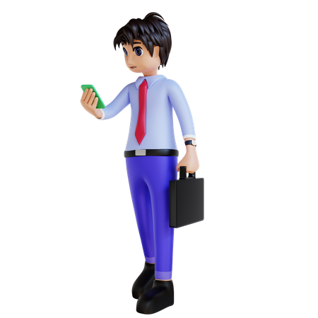 Businessman Using Phone  3D Illustration