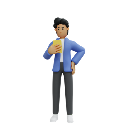 Businessman using phone 3D Illustration