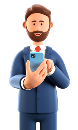 Businessman using phone 3D Illustration