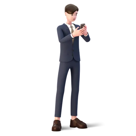 Businessman using phone  3D Illustration