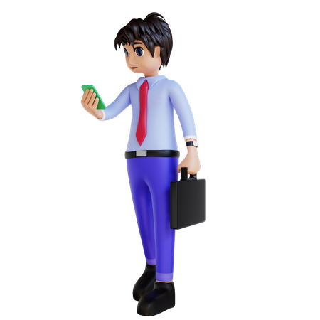 Businessman Using Phone 3D Illustration