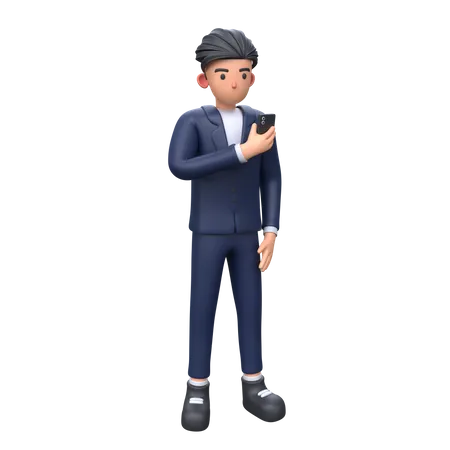 Young Businessman Using Phone 3 D Illustration 3D Illustration