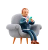 Businessman using phone while sitting on couch