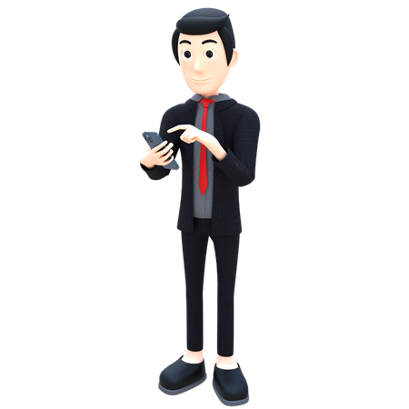 Businessman using smartphone  3D Illustration