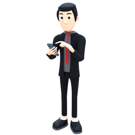 Businessman using smartphone  3D Illustration