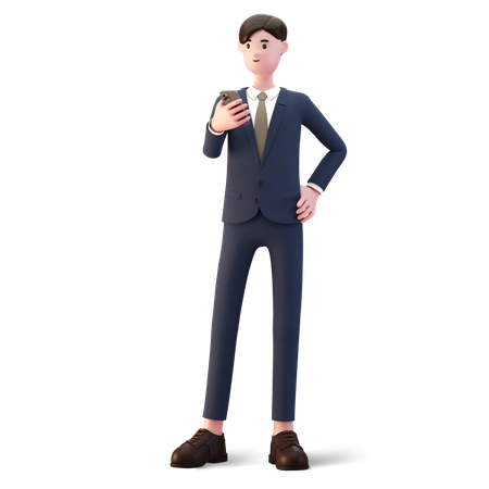 Businessman using smartphone  3D Illustration