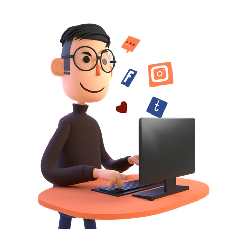 Businessman using social media platform  3D Illustration