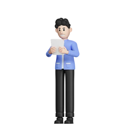 Businessman using tablet  3D Illustration