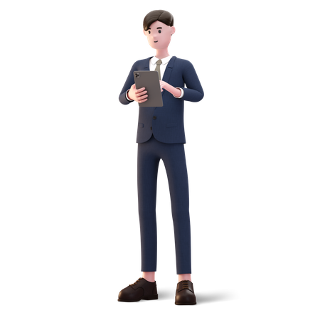 Businessman using tablet  3D Illustration