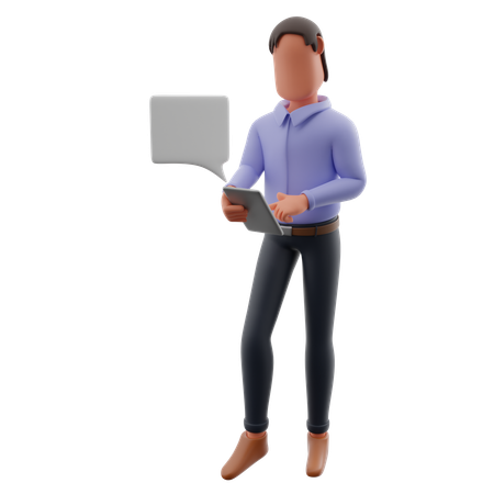 Businessman Using Tablet Watching Message  3D Illustration