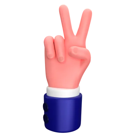 Businessman Victory Hand Gesture 3 D Illustration 3D Icon
