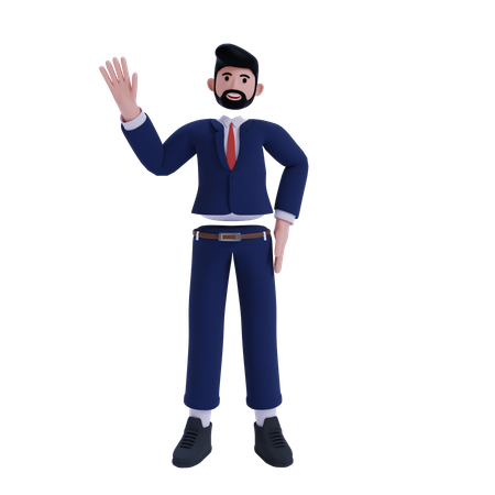 Businessman waiving hand  3D Icon