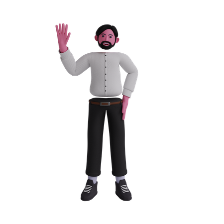 Businessman waiving hand  3D Icon
