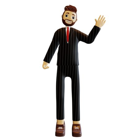 Businessman waiving hand  3D Icon