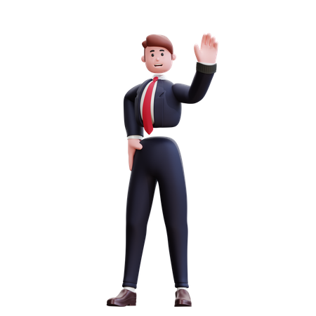 Businessman waiving hand  3D Icon