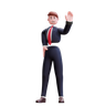3d businessman waiving hand logo