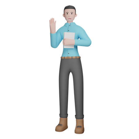 Businessman Waiving Hand 3D Illustration