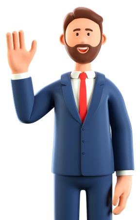 Businessman waiving his hand  3D Icon