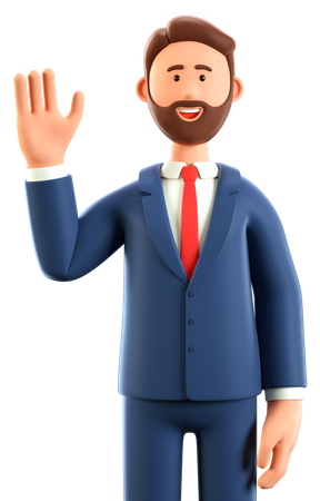 Businessman waiving his hand 3D Illustration