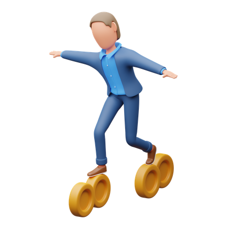 Businessman Walking On Coins  3D Illustration