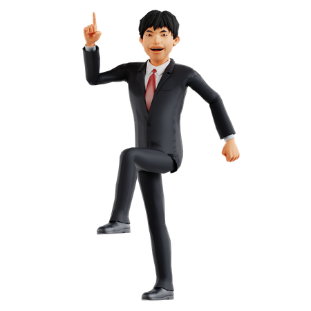 Businessman Walking While Pointing Up  3D Illustration