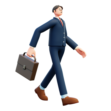 Businessman Walking With Briefcase  3D Illustration