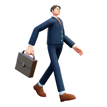 Businessman Walking With Briefcase  3D Illustration