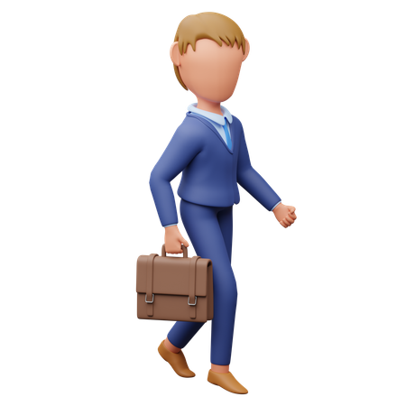 Businessman Walking With Office Bag  3D Icon
