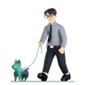 walking with pet 3d illustration