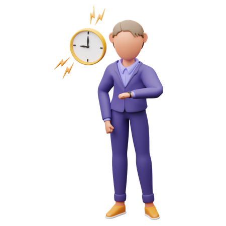 Businessman Watching Time In Watch  3D Illustration