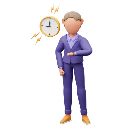 Businessman Watching Time In Watch  3D Illustration