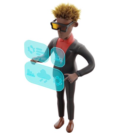 Businessman Watching Workflow Optimization  3D Illustration