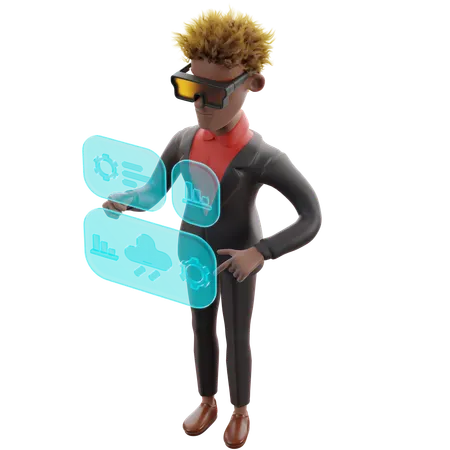 Businessman Watching Workflow Optimization  3D Illustration