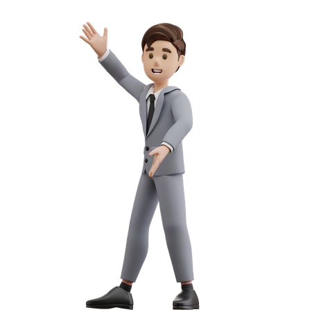 Businessman Waving  3D Illustration