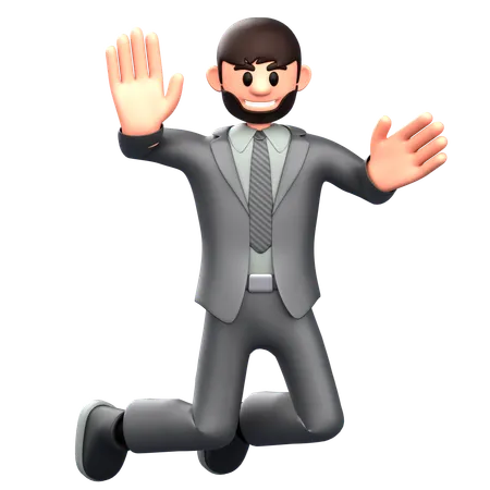 Businessman waving both hands  3D Illustration