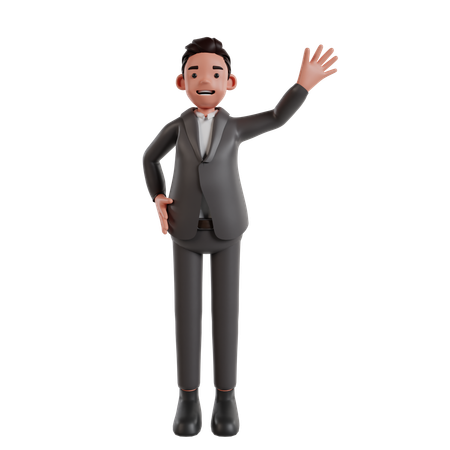 Businessman Waving Hand  3D Illustration