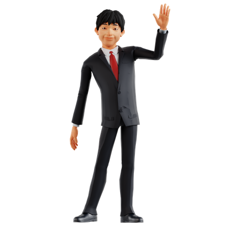 Businessman Waving Hand  3D Illustration