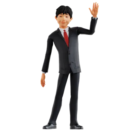 Businessman Waving Hand  3D Illustration