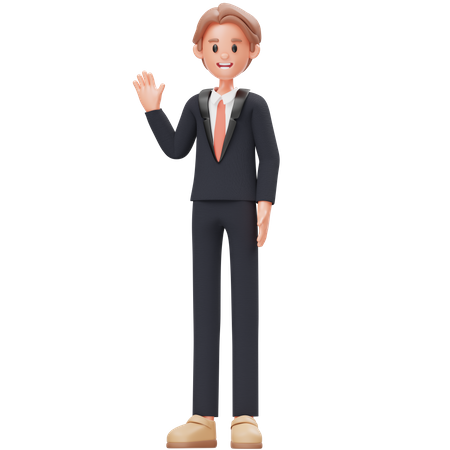 Businessman Waving Hand  3D Icon