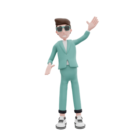 Businessman waving hand  3D Icon