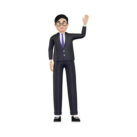 Businessman waving hand  3D Icon
